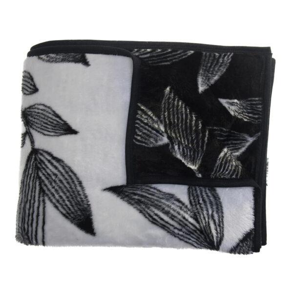 Belfiore Luxury - Leaf Lines blanket Black/Natural - Image 2