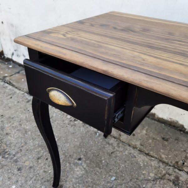 Vintage Writing Desk Cabriolet - Black/Walnut (Pine) - Image 4