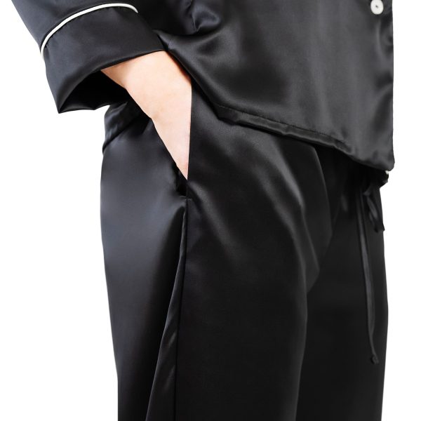 Ladies Long Sleeve PJ's - Black - Image 3