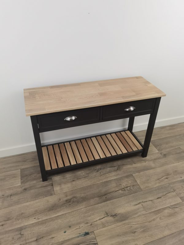 Hunter Console with slatted shelf - Asphalt/Smoke(Oak) - Image 4