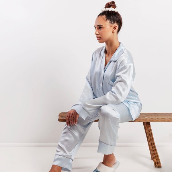 Ladies Long Sleeve PJ's - Ice Blue