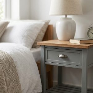 Hunter Pedestal 1 draw with Slatted Shelf- Sage