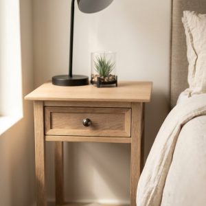 Maison Pedestal 'Skinny' 1 Draw Open Sides (Shallow) - Smoke (Oak)