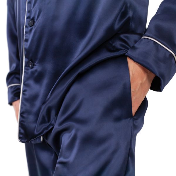 Men's Long Sleeve PJ's - Navy - Image 4