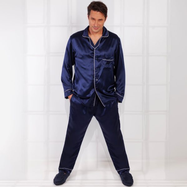 Men's Long Sleeve PJ's - Navy - Image 3