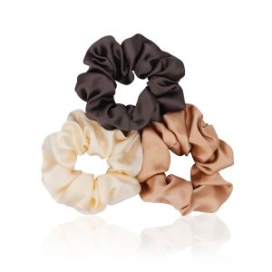 Pure Silk Scrunchies 3 pack – Chocolate Trio (Thick)