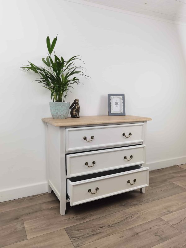 Bastille Chest 3 Drawers Antique White/Smoke (Oak)
