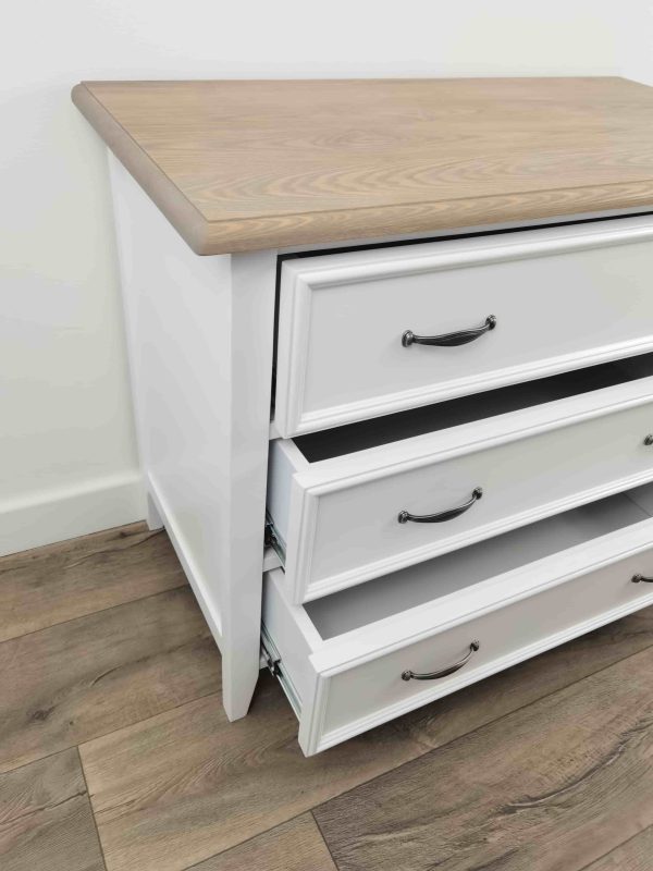 Bastille Chest 3 Drawers Solid White/Havanna (Ash) - Image 6