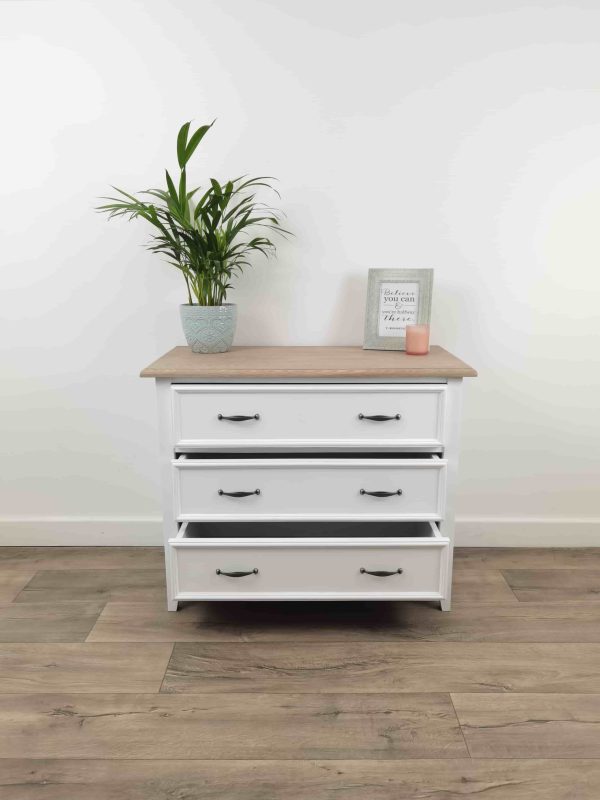 Bastille Chest 3 Drawers Solid White/Havanna (Ash) - Image 5