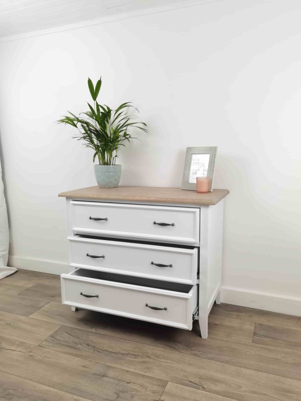 Bastille Chest 3 Drawers Solid White/Havanna (Ash) - Image 2