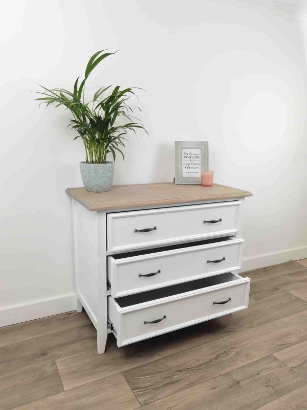 Bastille Chest 3 Drawers Solid White/Havanna (Ash) - Image 4