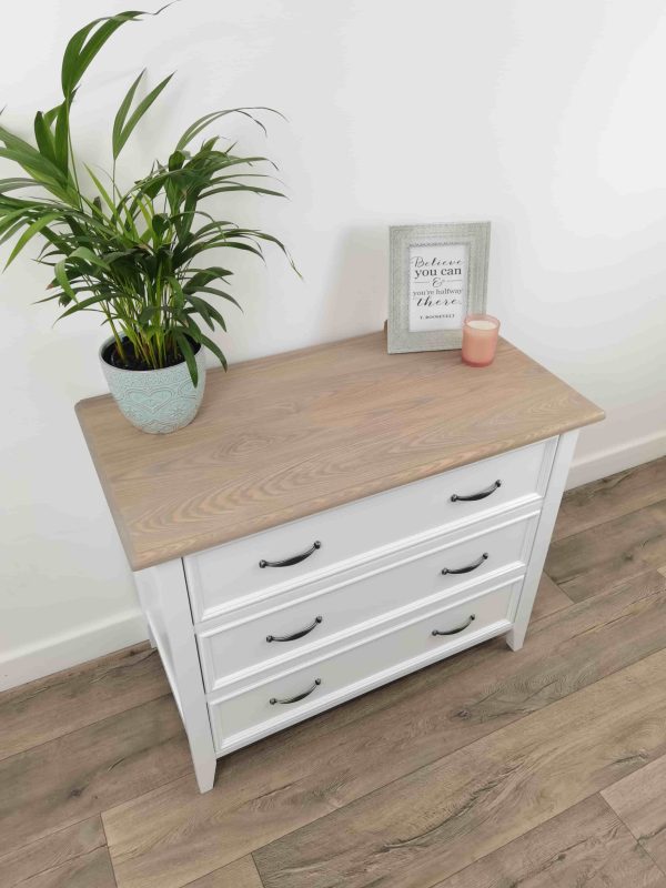 Bastille Chest 3 Drawers Solid White/Havanna (Ash) - Image 3