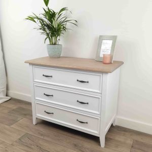 Bastille Chest 3 Drawers Solid White/Havanna (Ash)