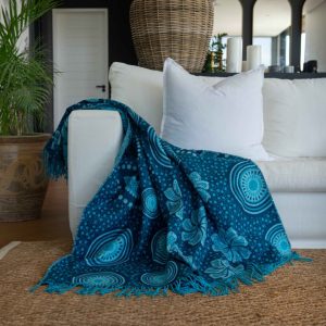 Shweshwe Navy/Aquamarine Throw