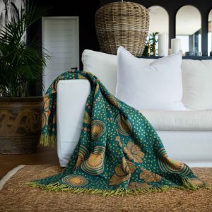 Shweshwe Teal/Avocado Throw